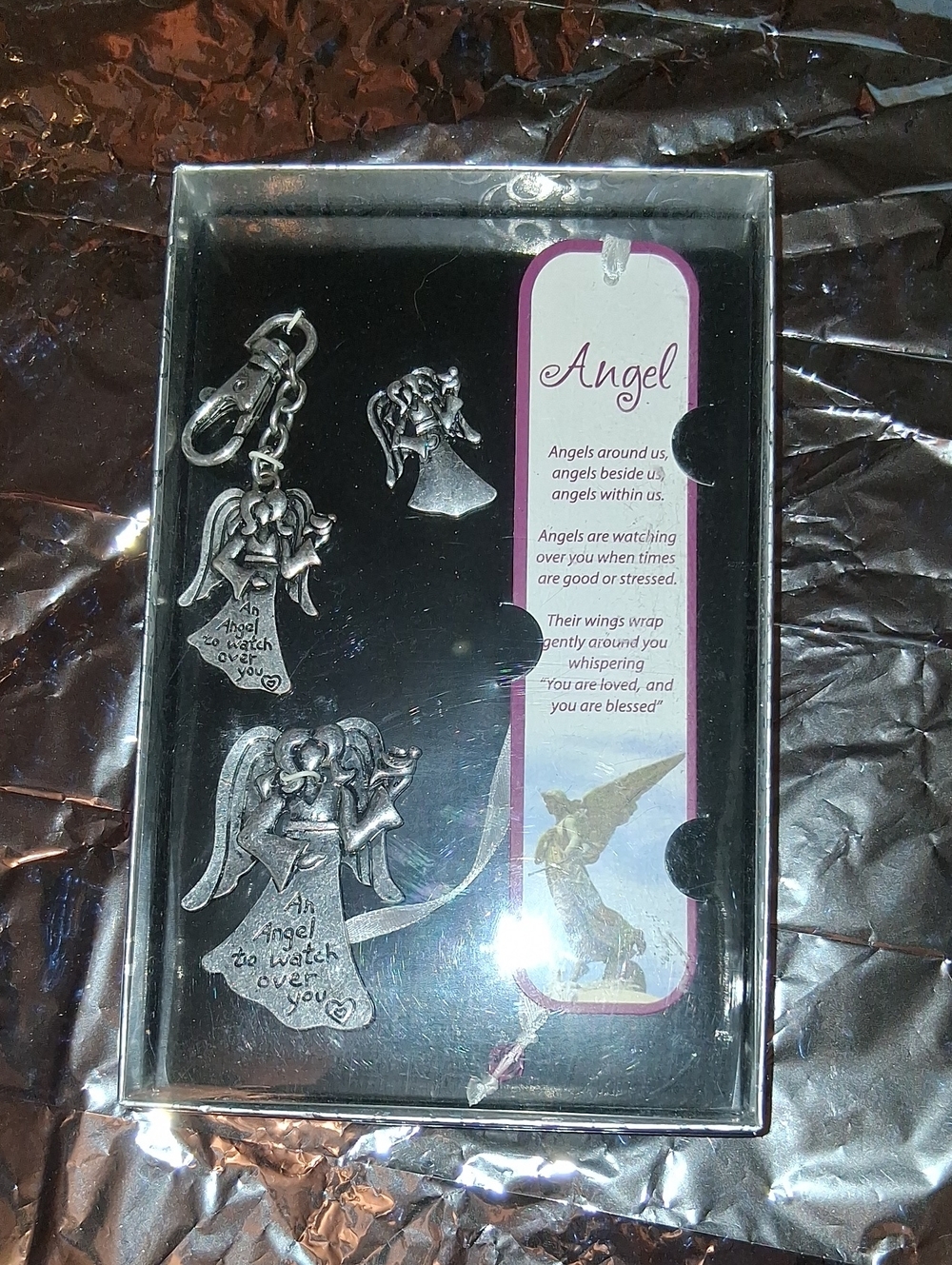 Bookmarker, Keychain, Visor Clip And Brooch 4 Pc Silver Angel Set. 2014 Holiday